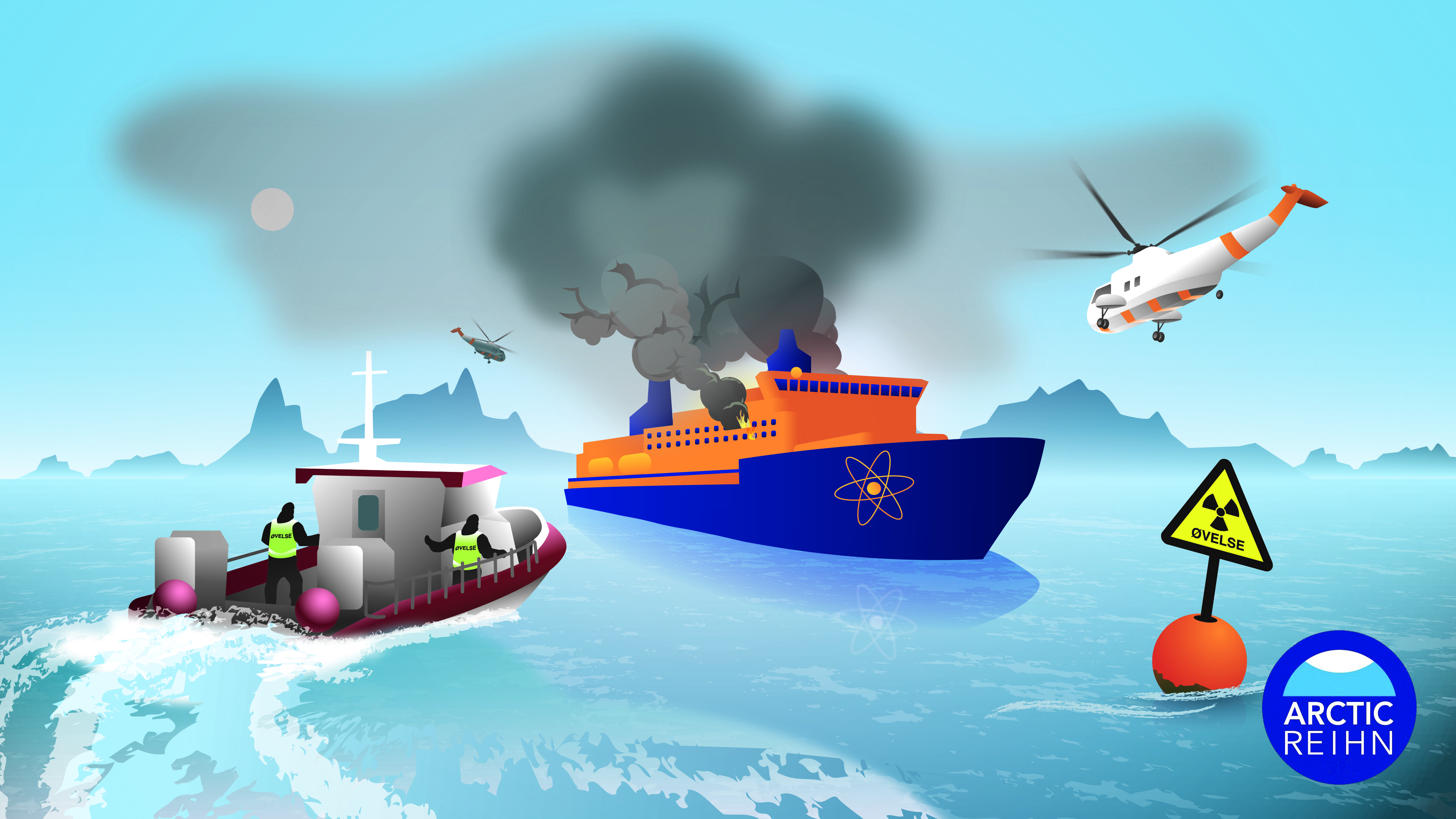 Øvelse med atomdrevet fartøy i brann utenfor Bodø.