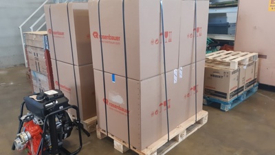 Bilde av pumperne som er klargjort for transport.