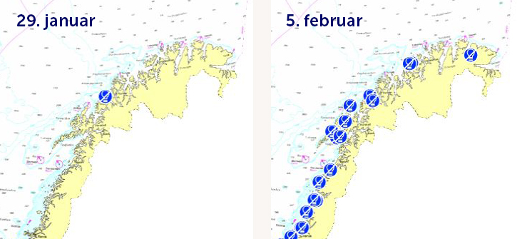 kart som viser slukte lykter