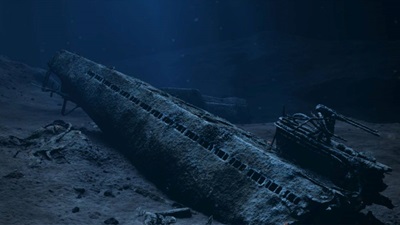 Bilde av ubåtvraket U-864.