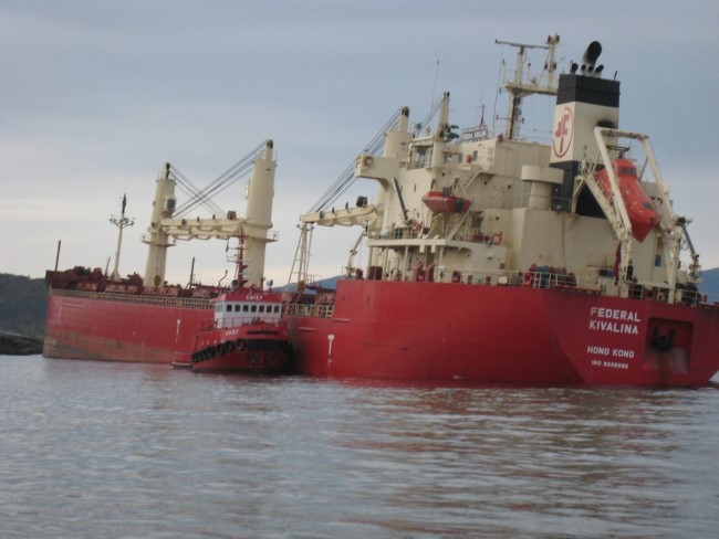 Skipet MV Federal Kivalina grunnstøtte ved Årundsøya i Møre og Romsdal 6. oktober 2008.