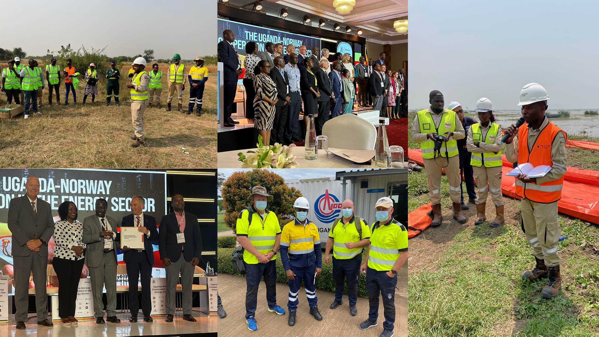 Diverse bilder fra arbeid med oljevernberedskap i Uganda. 