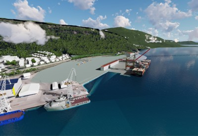 Illustrasjon av dypvannskai i Mo i Rana