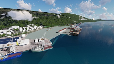 Illustrasjon av dypvannskai i Mo i Rana